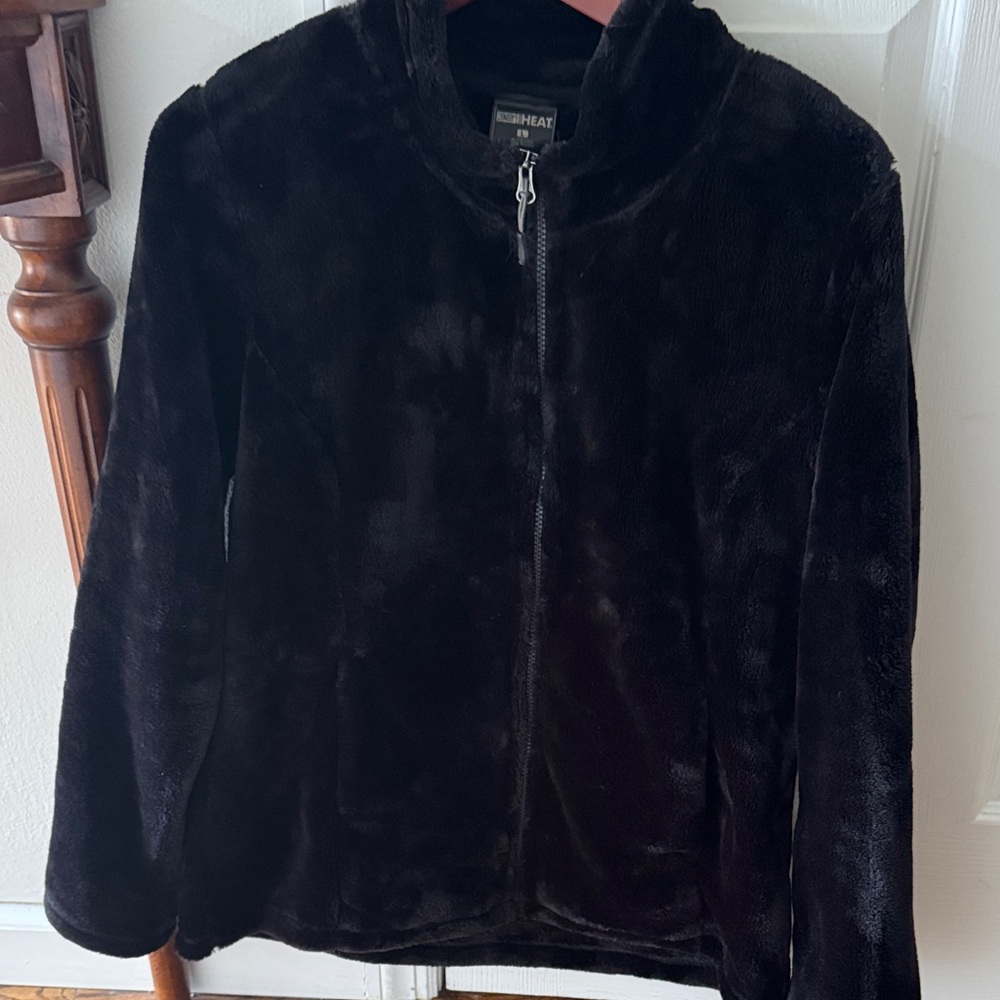 32 Degrees Black Plush Zip-Up Jacket